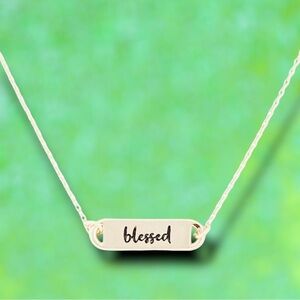 NEW Goldtone ‘Blessed’ Clip Nameplate Bar Necklace